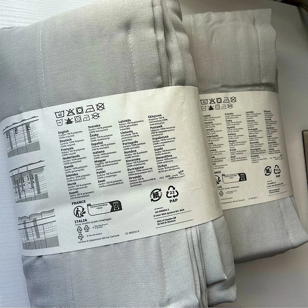 NWT 2 packs/4 panels IKEA Light Gray window curtains 57”x 98”L
